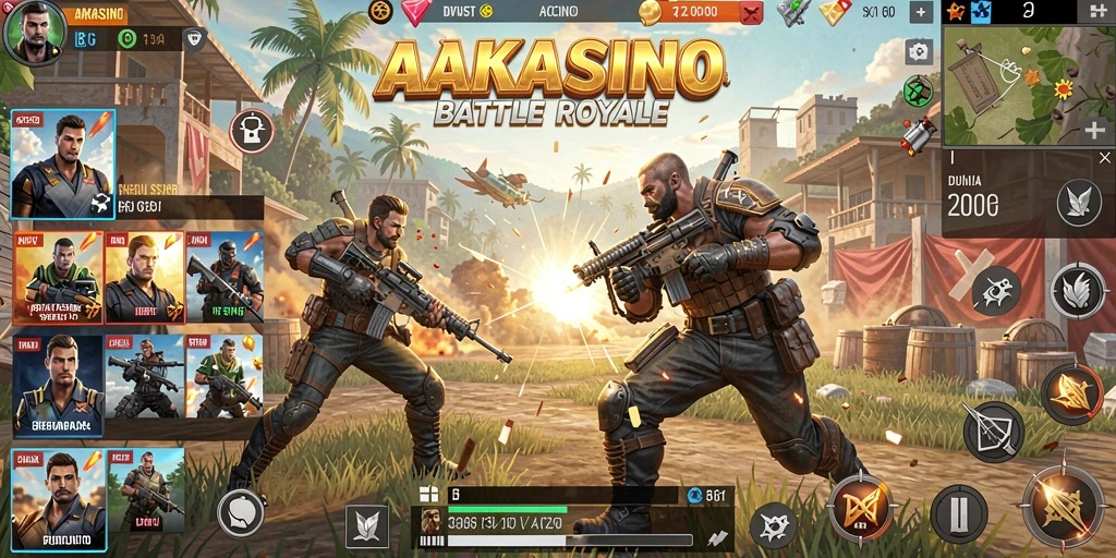 Screenshot AAKASINO menampilkan aksi seru dalam Battle Royale.