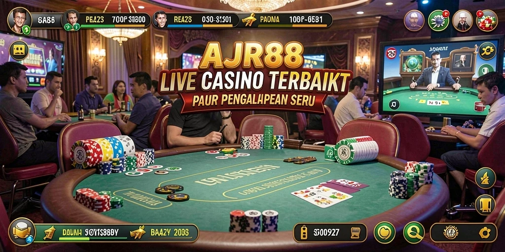 Screenshot gameplay AJR88 dengan dealer langsung dan interaksi nyata.