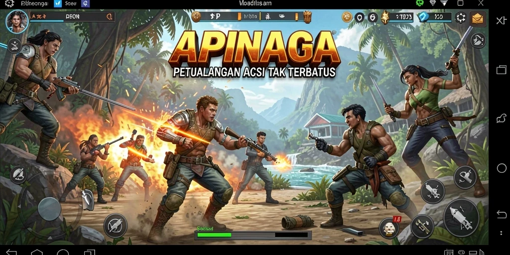 Tampilan action seru dalam gameplay APINAGA yang mendebarkan.