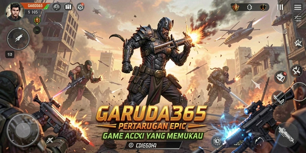 Screenshot GARUDA365 menampilkan aksi pertempuran yang intens dan grafis menawan.