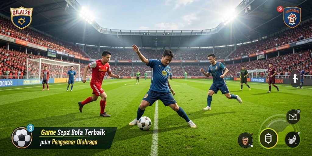 Tampilan gameplay intens di lapangan sepak bola.