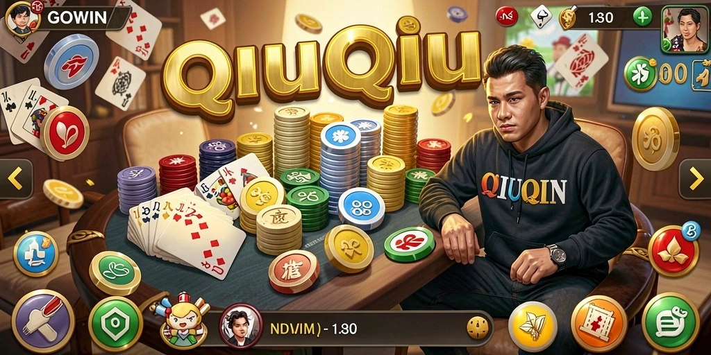 Tampilan gameplay seru QiuQiu di GOWIN dengan pemain berkompetisi.