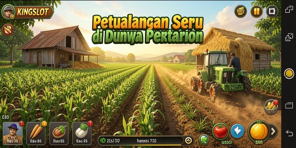 Tampilan gameplay KINGSLOT yang menarik dan seru saat bertani.