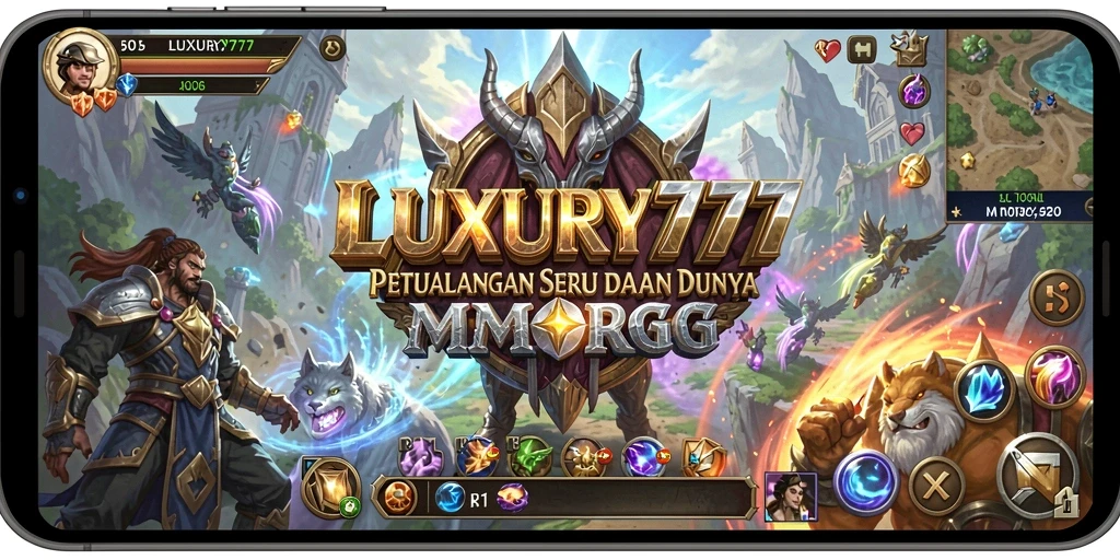 Tangkapan layar utama LUXURY777 menampilkan pertarungan epik dalam dunia MMORPG.