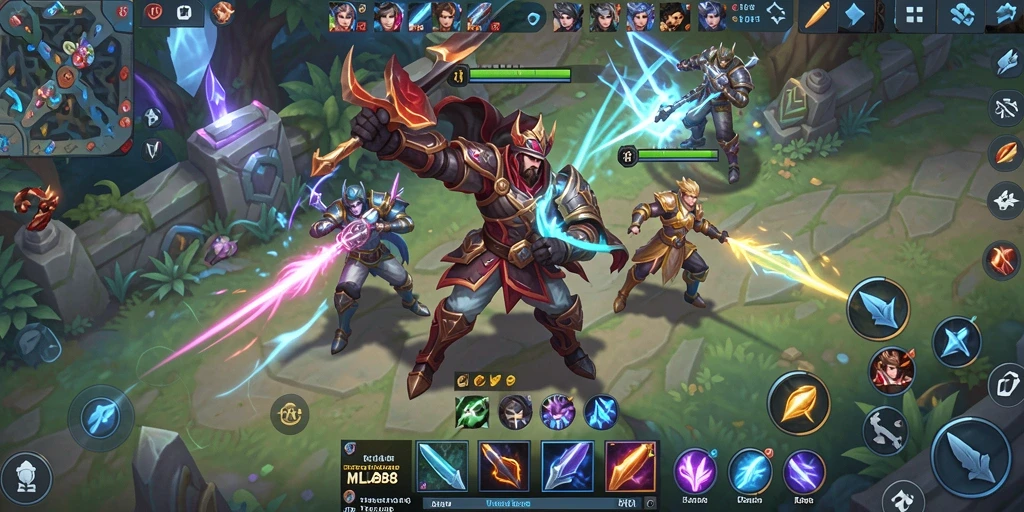 Screenshot MLBB8 menampilkan pertempuran strategi yang intens.