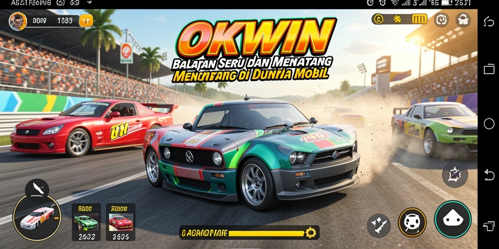 Tampilan gameplay OKWIN yang menarik dan penuh aksi balapan.