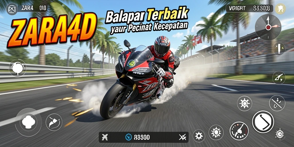 Screenshot gameplay ZARA4D yang menampilkan balapan motor seru.